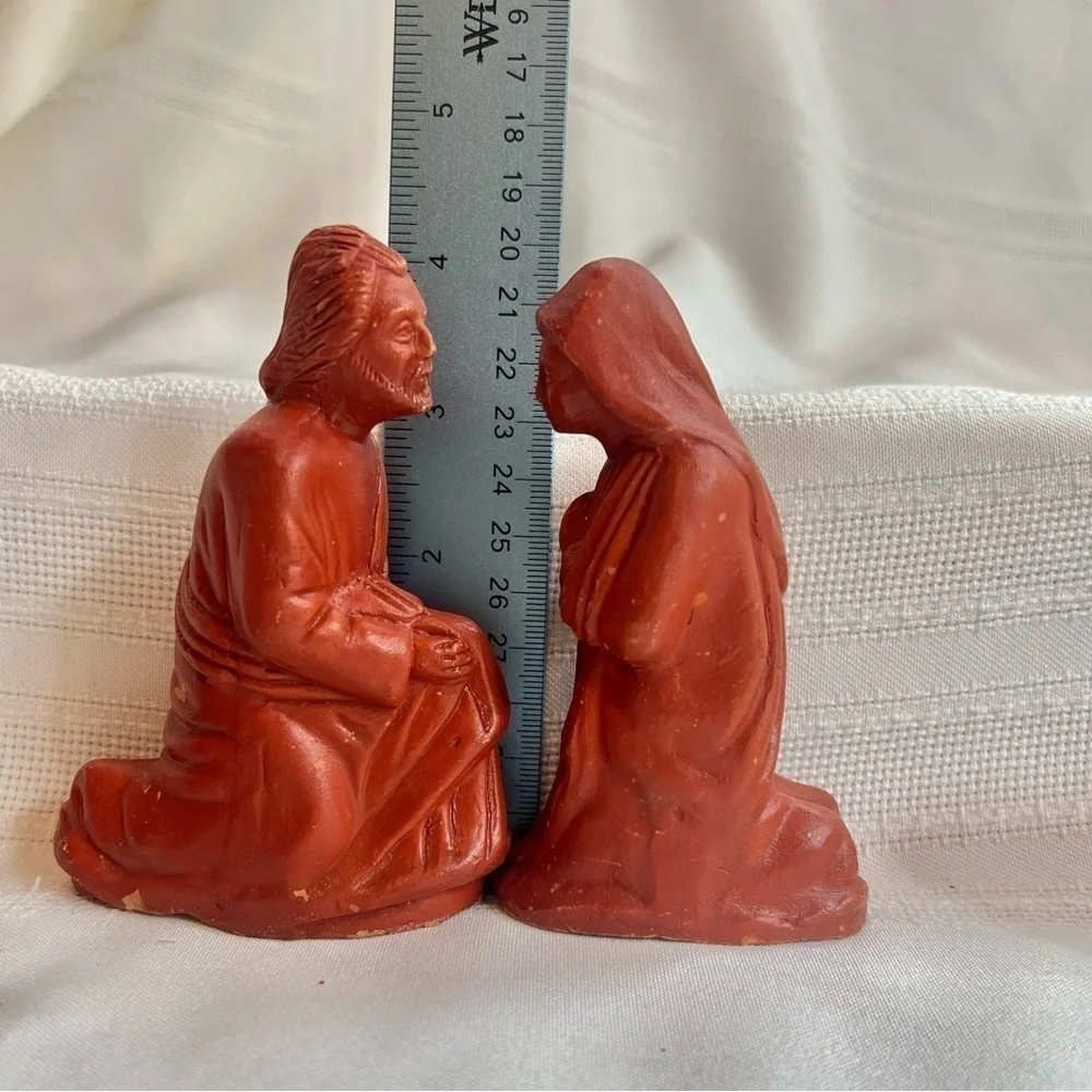 VTG Bangladesh Handcrafted Terracotta Nativity Set Red Clay Christmas Creche